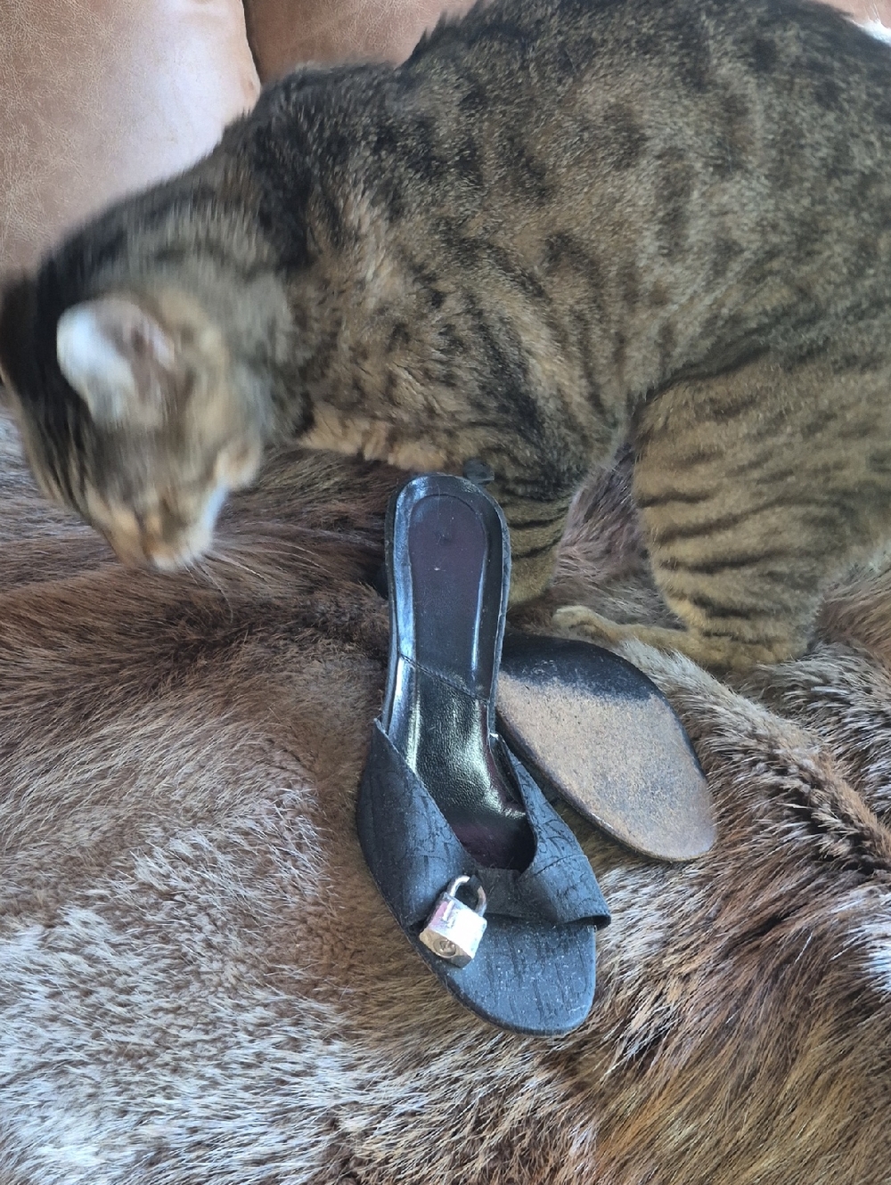 Vintage Christian Dior monogramed Mules Featuring Paddlock and Key Charm 7 (US) - Picture 6 of 6